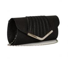 Svart, glittrig clutch med metalldekor
