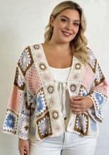 Rosa cardigan i virkad stil